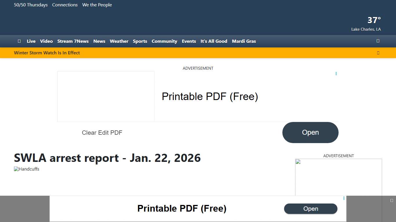 SWLA arrest report - Jan. 22, 2026