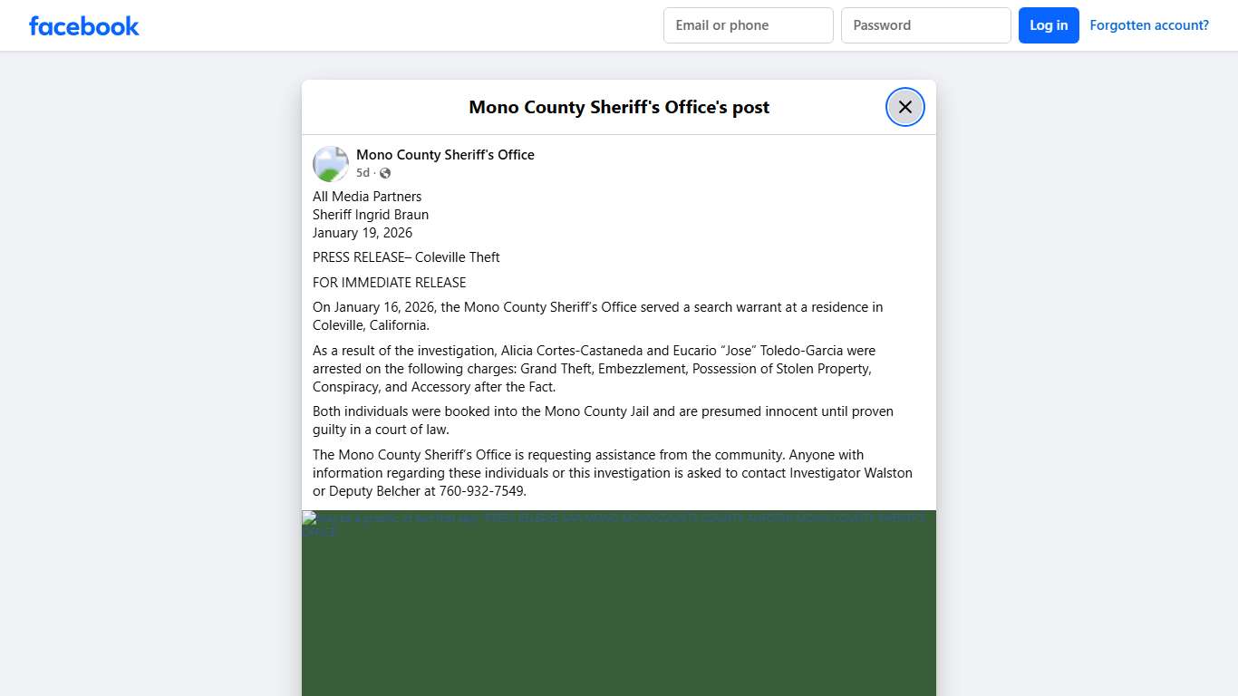 All Media Partners Sheriff... - Mono County Sheriff's Office Facebook
