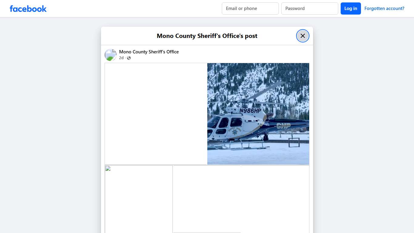 Mono County Sheriff's Office Facebook